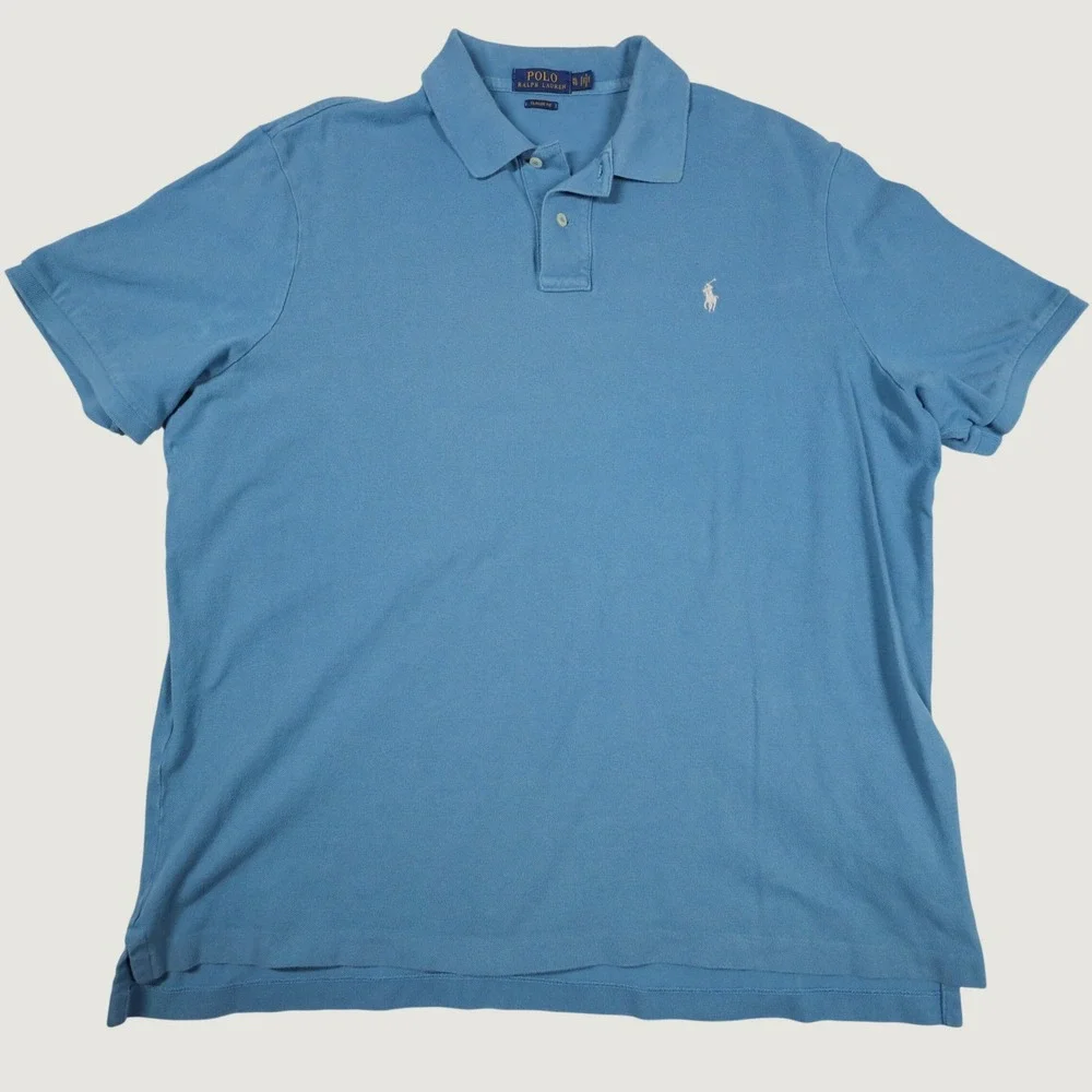 Polo Ralph Lauren Polo Shirt Mens XL Blue Classic Fit Mesh Cotton White Pony